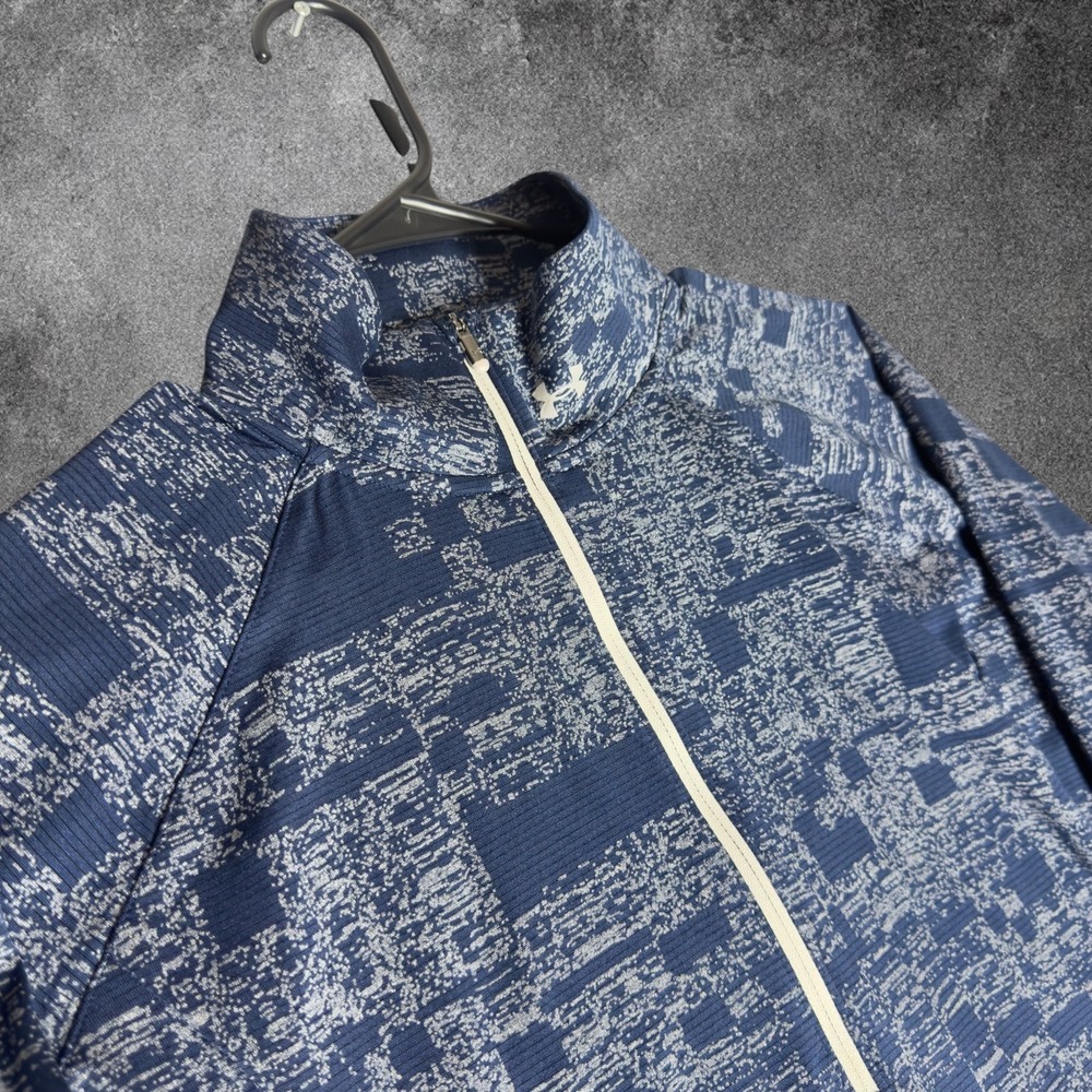 Under Armour Women's XL Quarter Zip Pullover Blue Abstract ColdGear Fitted